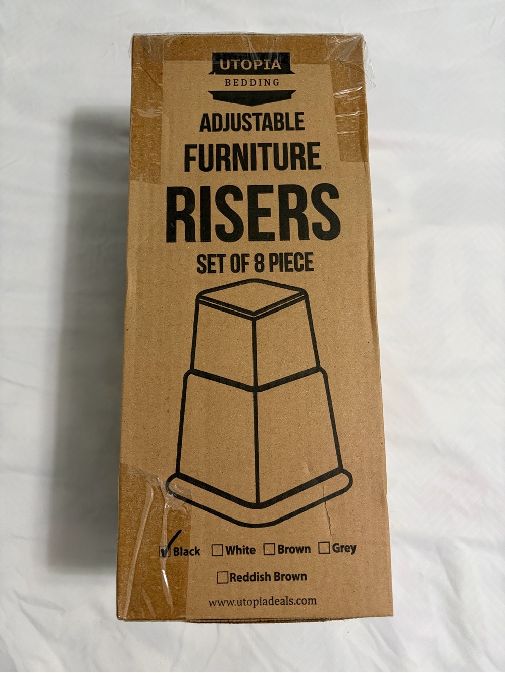 Black Adjustable Furniture Risers - Set of 8